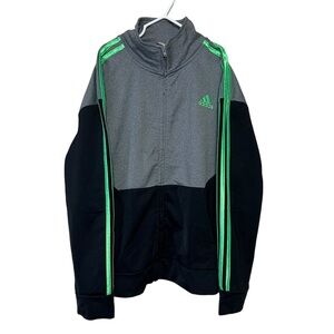 Adidas Zip Front Black/Gray 3-Striped Iconic Jacket Youth Medium (10/12)